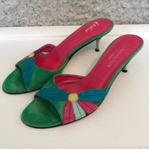 Isabella Fiore Italian suede kitten heel slides